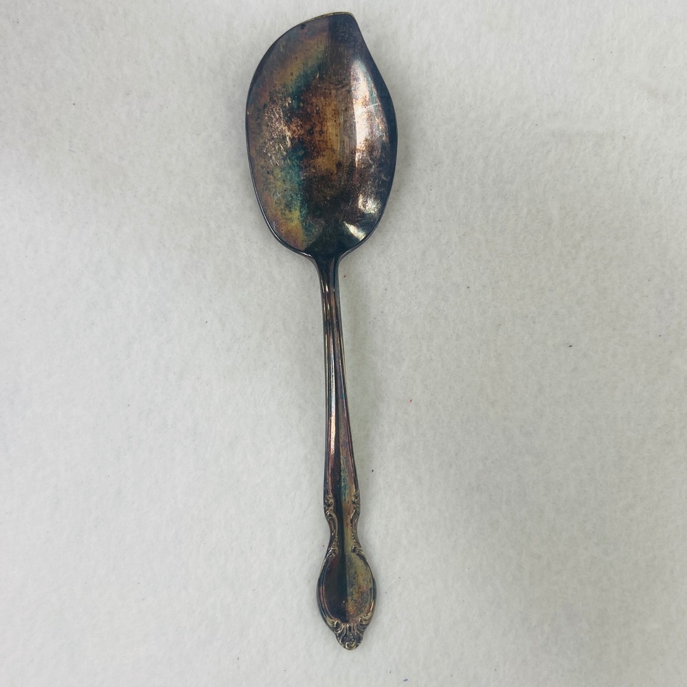 Unbranded Cream Soup Spoon OS Floral Scroll Silver Tarnish Vintage Fair